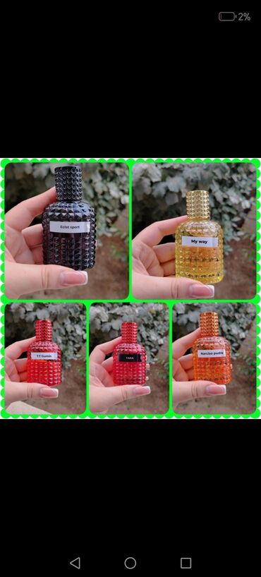 50ml sadə qablasmada 30ml yağ 20ml suyu Fransa parfum ları bütün