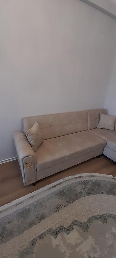 Bej rəngli L formalı künc divan - Minimalist dizayn, neytral bej ton
