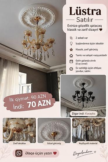 tavan işıqları: Çılçıraq, 6 lampa, Xrustal — 1