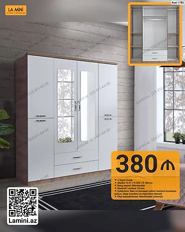 Dolablar: La Mini – 4 qapılı dolab (Kod: 1785) - Ölçü: D 47 × H 200 × E 160 sm — 1