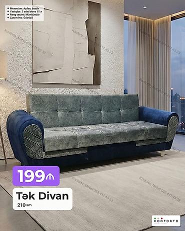 Tək divan – 210 sm - Mexanizm: açılan, bazalı - Yastıqlar: 2 ədəd lalafo.az -da Tək divan – 210 sm - Mexanizm: açılan, bazalı - Yastıqlar: 2 ədəd