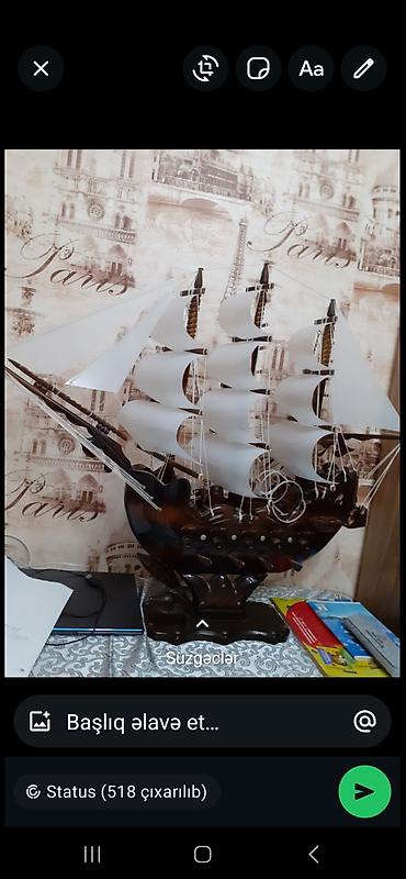 Gəmi modelləri: Tacin ustunde gemi El isi agacdan — 5