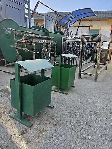 19 lt su qablari: Metal küçə zibil qabı – üstü örtüklü model - Material: qalın metal — 2