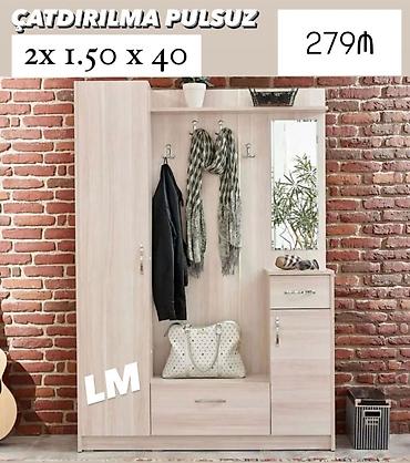 divar skafi: Dəhliz üçün çoxfunksiyalı mebel dəsti - Ölçü: 2 x 1.50 x 40 (şəkildə — 1