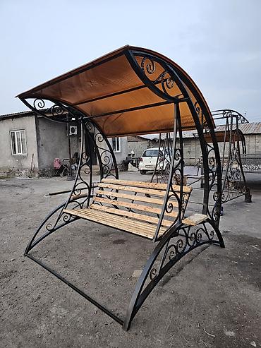 уличный фанарь: Садовые качели Металл, Со спинкой, С крышей — 3