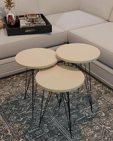 Antique Club Tables: Set od 3 pomoćna/klub stolića – moderan dizajn sa okruglim pločama i — 4