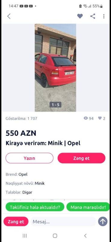 opel maşınları: Opel Astra: 1.6 l | 1999 il | 324000 km Sedan