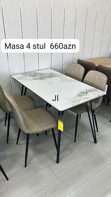 Mətbəx/yemək dəsti – masa + 4 stul - Masa: düzbucaqlı formalı, mərmər lalafo.az -da Mətbəx/yemək dəsti – masa + 4 stul - Masa: düzbucaqlı formalı, mərmər
