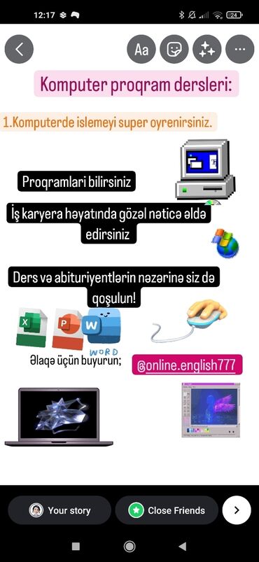 Digər kurslar: 📌Komputer kurslari 📌Komputer dersleri 📌proqramlar 📌komputerde islemek