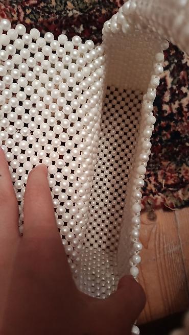 Çantalar: Mirvari fakturalı əl işi çanta - Material: Süni mirvari boncuklardan — 5