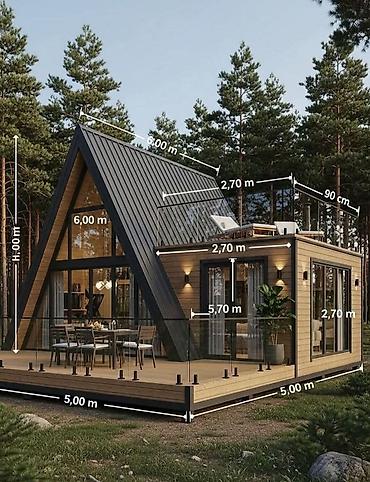 Dizayn, layihə: H&H DOORS A-Frame tipli modul ev/proyekt - Memarlıq: A-formalı — 2