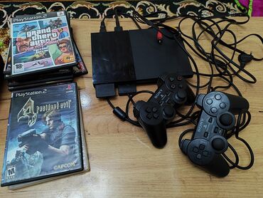 PS2 & PS1 (Sony PlayStation 2 & 1): PlayStation 2 Б/У +9 дисков, 2 джойстика и карта памяти 8mb в
