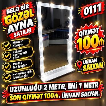 ucuz bowqablar: Güzgü Döşəmə üstü, Düzbucaqlı, Makiyaj üçün, Arxa işıqlı — 1