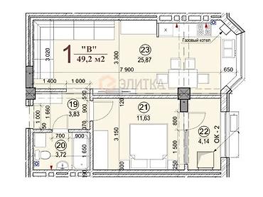 Продажа квартир: 1 комната, 49 м², Элитка, 10 этаж, ПСО (под самоотделку) — 1