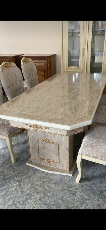 stol taxta: Для гостиной, Новый, Раскладной, Прямоугольный стол, 6 стульев, Азербайджан