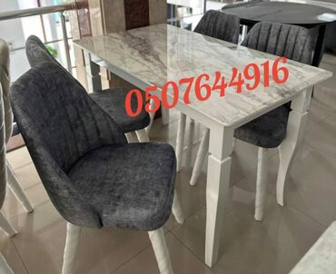 Masa və oturacaq dəstləri: Qonaq otağı üçün, Yeni, Açılmayan, Dördbucaq masa, 6 stul — 26