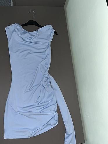 vikend torba: Elegantna mini haljina bez rukava – svetloplava - Kroj: uska silueta — 1