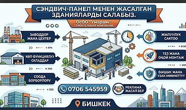 кийим жайгыч: Строительство зданий из сэндвич‑панелей Что предлагаем: - Возведение — 1
