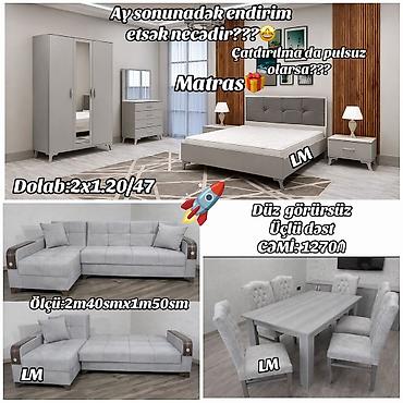 kreditle divan satisi: Düz Görüşsüz Üçlü Dəst – ev üçün tam komplekt mebel Komplektin — 1