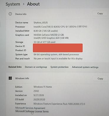 ASUS: ASUS VivoBook noutbuku Texniki göstəricilər: - Prosessor: Intel Core — 3