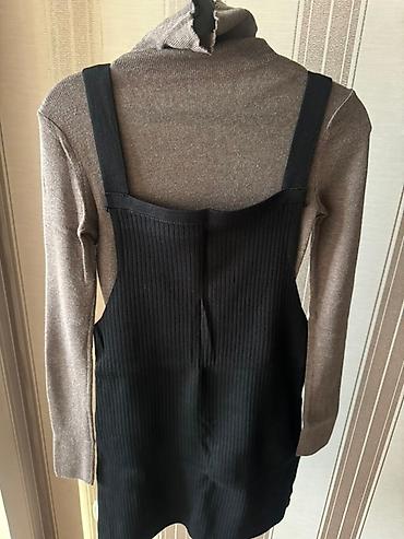 платье лямка: Повседневное платье, Осень-весна, Короткая модель, Трикотаж, Сарафан, S — 2