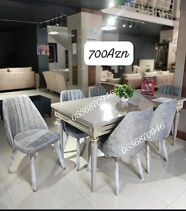 tek stolar: Qonaq otağı üçün, Yeni, Açılmayan, Dördbucaq masa, 6 stul — 4