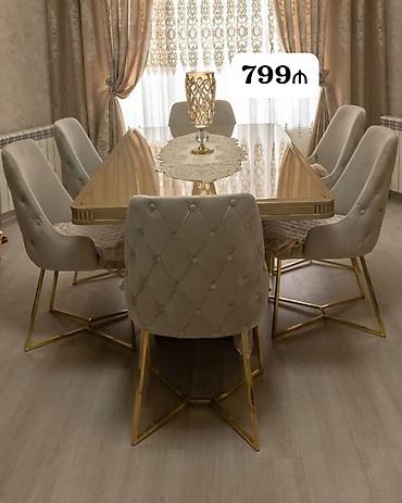 Qonaq otağı üçün, İşlənmiş, Kvadrat masa, 6 stul