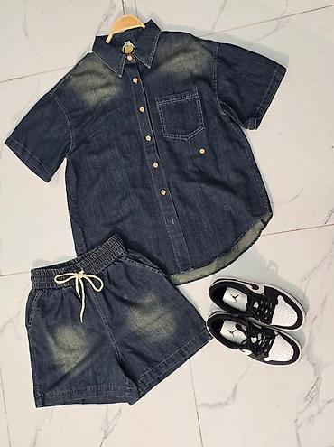 Костюмы с шортами: Джинсовый комплект: рубашка с коротким рукавом + шорты 😍😍😍 стильная — 8