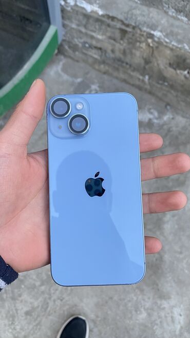 телефон цум: IPhone 14, Б/у, 128 ГБ, Blue Titanium, Защитное стекло, Чехол, 89 %