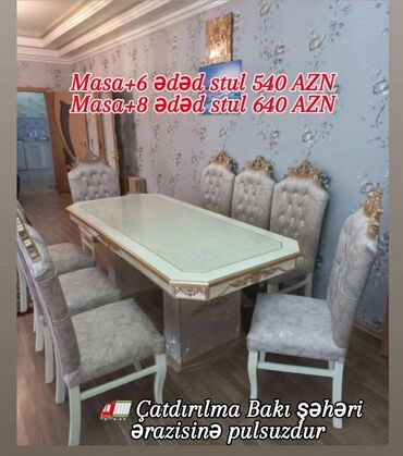 qonaq mebel dəstləri: Qonaq otağı üçün, Yeni, Açılmayan, Dördbucaq masa, 6 stul, Azərbaycan