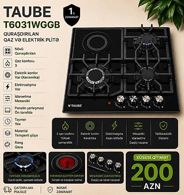 elektrik peçi: Qaz plitəsi Taube T6031WGGB Quraşdirilan qaz və elektrik plitə — 1