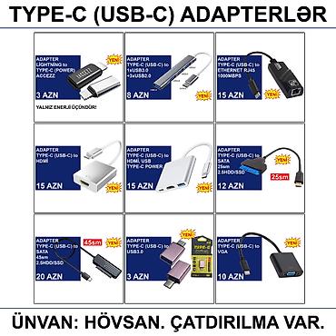 Digər kompüter aksesuarları: Adapterlər/Konverterlər (Çeviricilər) 📍Ünvan: Bakı şəh, Suraxanı ray — 16