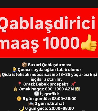 ev temizliği günlük: Qabyuyan tələb olunur, Gündəlik ödəniş, İstənilən yaş — 9