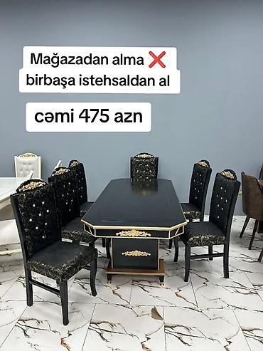 Qonaq otağı üçün, Yeni, Açılmayan, Dördbucaq masa, 6 stul