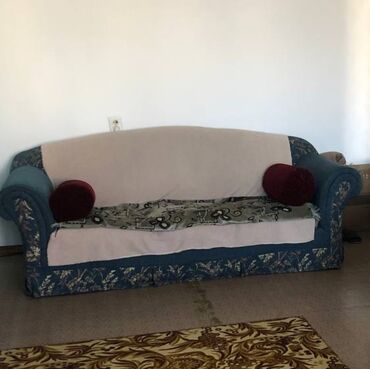 мягкий диван бу: Модульный диван, цвет - Синий, Б/у