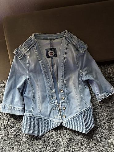 Kožne jakne: Ženska teksas jakna/blejzer – NESSAL Jeans, veličina XL - Svetloplava — 14