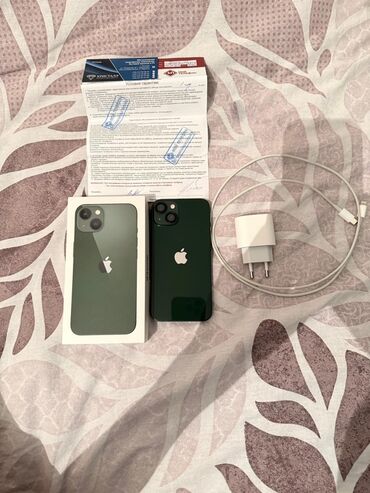 комплект материнская: IPhone 13, Колдонулган, Жашыл, Заряддоочу түзүлүш, 86 %