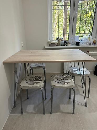 silver kitchen: Кухонный стол и стул, Новый, цвет - Серый — 2