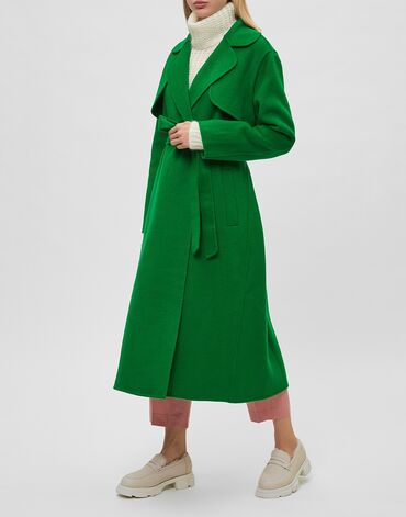 Пальто: Модное ярко зелёное пальто 1500с размер 44-46