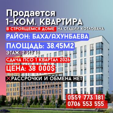 квартира гез 2: 1 бөлмө, 38 кв. м, Элитка, 2 кабат