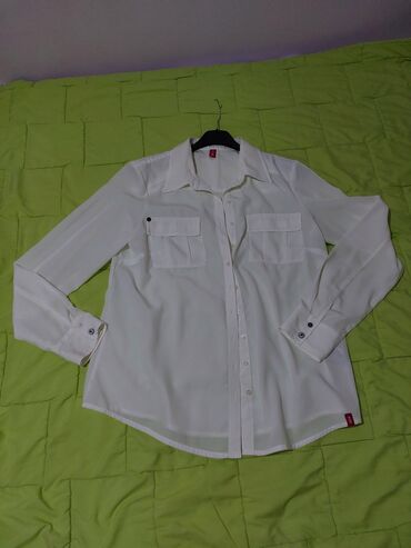 lanene košulje: M (EU 38), Single-colored, color - White