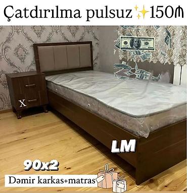dəmir skaf: Tək nəfərlik çarpayı dəsti - Ölçü: 90 x 200 sm - Material: Dəmir — 1