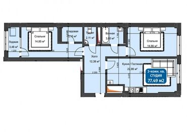 дизель продажа квартир в бишкеке: 3 комнаты, 78 м², Элитка, 7 этаж, ПСО (под самоотделку)