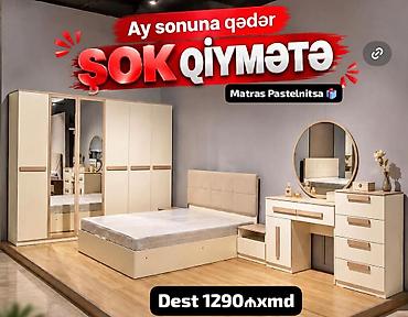 Yataq otağı mebel dəsti – müasir minimal dizayn, krem rəng palitrası