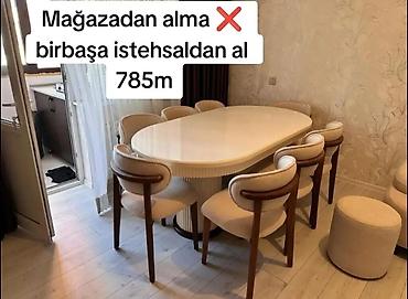 Masa və oturacaq dəstləri: Masa və stul dəsti – Xmd - Komplektlər: - Masa 1×2 m + 6 stul - — 13