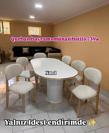 bayram: Yemək otağı üçün müasir masa-stul dəsti - Dəst: 1 masa + 6 stul - — 2