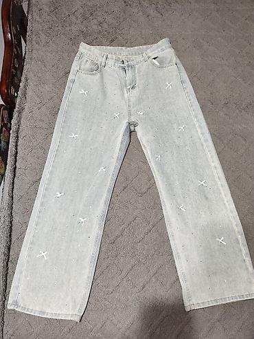 mind error jeans: Джинсы, Прямые, Средняя талия, С вышивкой, XL — 2