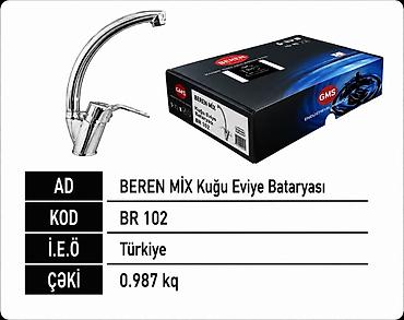mətbəx qapıları: BEREN MİX Kuğu Eviyə Batariyası - Model/kod: BR 102 - Mənşə ölkəsi — 1