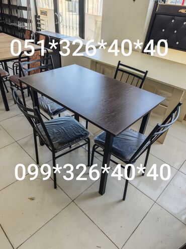 Masa və oturacaq dəstləri: Mətbəx üçün, Yeni, Açılmayan, Dördbucaq masa, 4 stul — 22