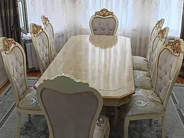 Klassik üslubda yemək otağı dəsti - Dəst: 1 böyük masa + 8 stul -